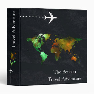 World Map Custom Travel Adventures 3 Ring Binder