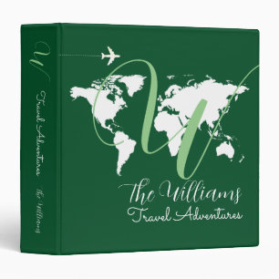 World Map custom travel adventures green 3 Ring Binder