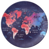 world map Decorative Porcelain Plate (Front)