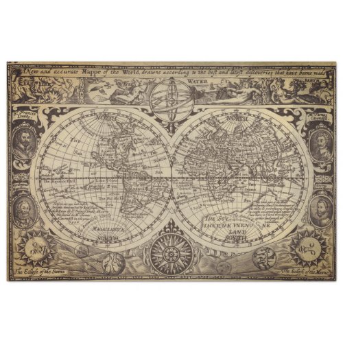 World Map Decoupage Paper