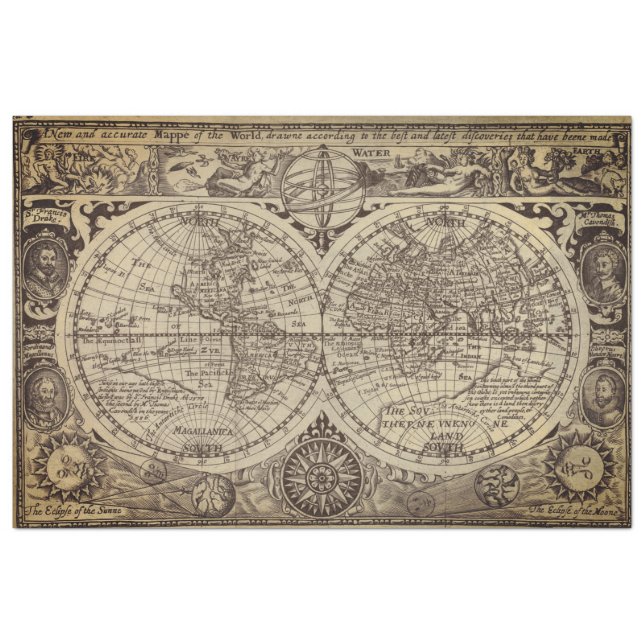 World Map Decoupage Paper (Front)