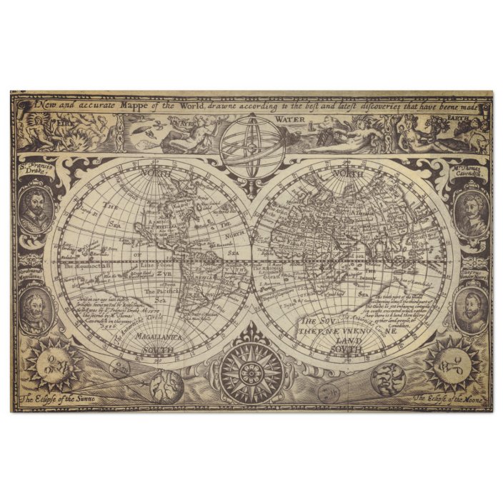 World Map Decoupage Paper | Zazzle.com