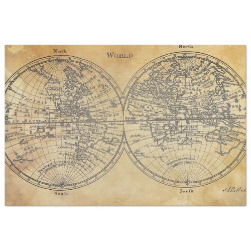 World Map Decoupage Paper