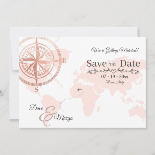 World Map Destination Save The Date Card