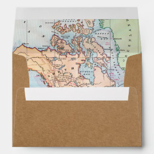 World Map Destination Wedding  Brown Envelope
