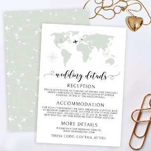 World map Destination wedding details cards
