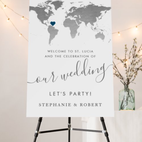 World Map Destination Wedding Travel Theme Welcome Foam Board
