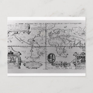 World Map detailing the Expeditions Postcard