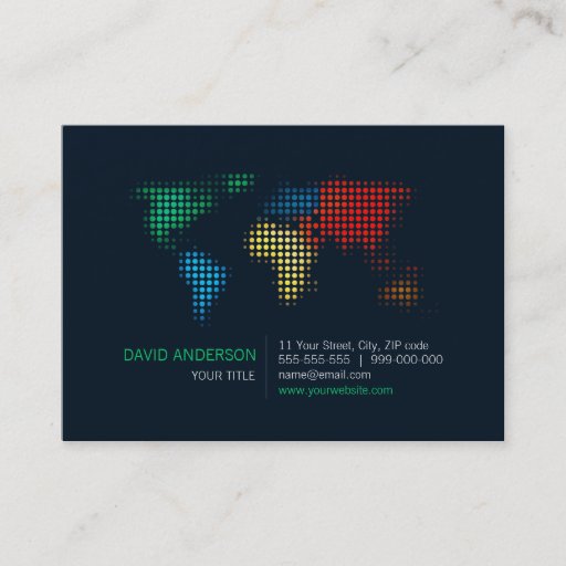Customizable World Map Dots business card