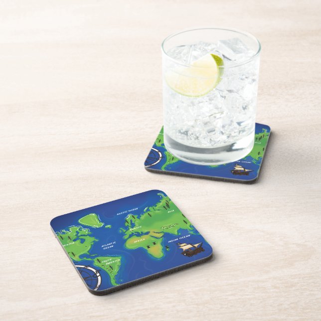 World Map Drink Coaster (Right Side)