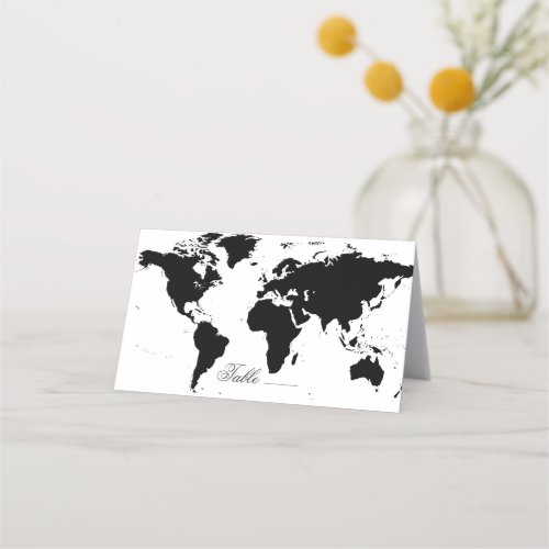 World Map Editable Colors Folded Place Card
