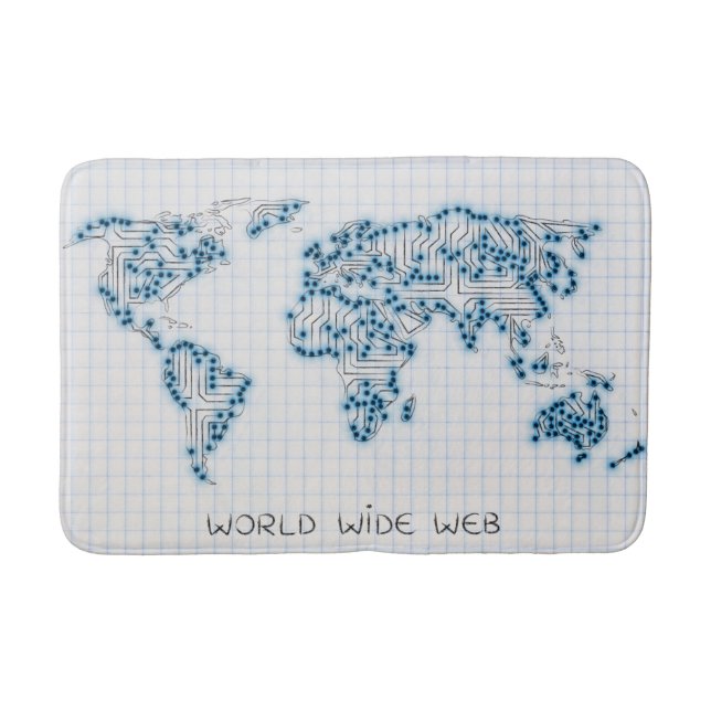 World Map | Electronic Microchip Circuits Bathroom Mat (Front)