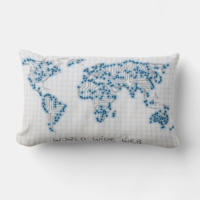 World Map | Electronic Microchip Circuits Lumbar Pillow (Front)