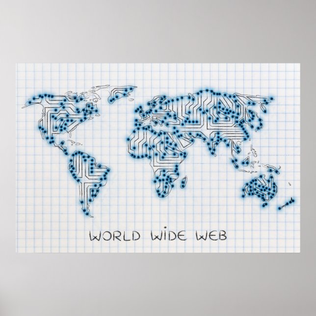 World Map | Electronic Microchip Circuits Poster (Front)