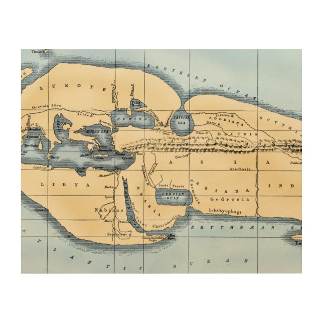 WORLD MAP: ERATOSTHENES WOOD WALL ART (Front)