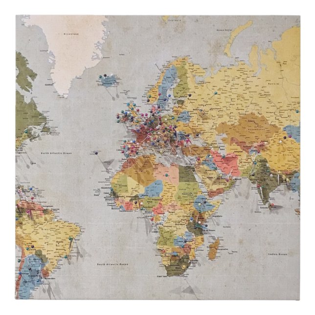 world map faux canvas print (Front)