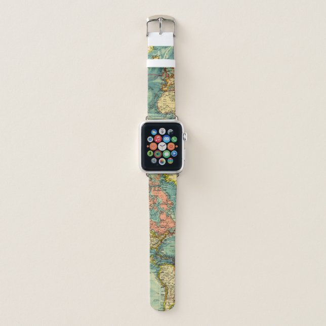 World Map Featuring United States Apple Watch Band (Front)