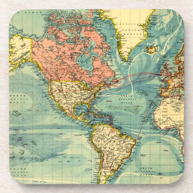 World Map Featuring United States Maps Geography Beverage Coaster (Front)