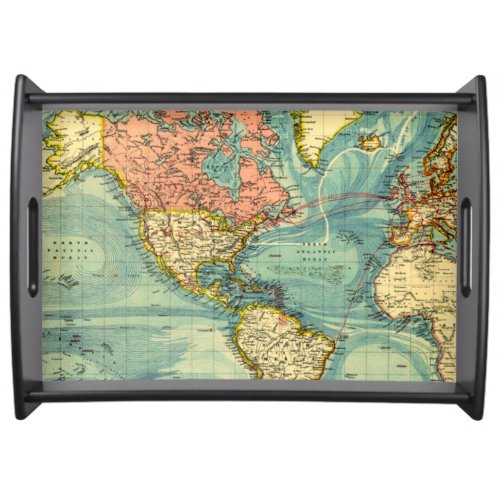 World Map Featuring United States Serving Tray