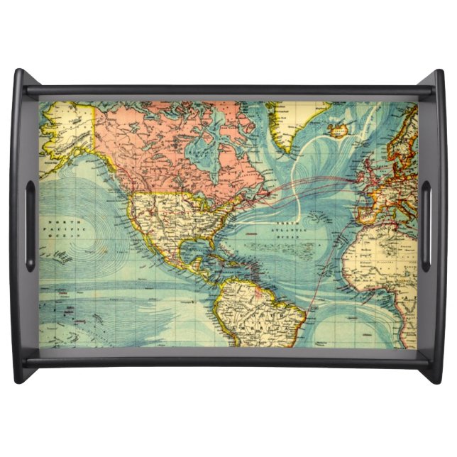World Map Featuring United States Serving Tray (Front)
