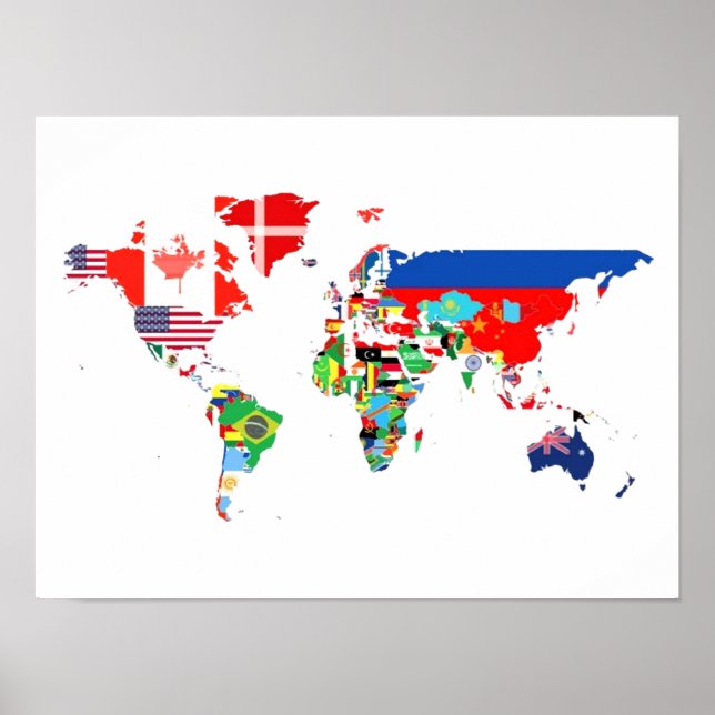World Map Filled by Flags Poster (Front)