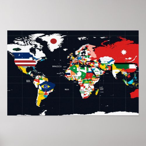 World Map Flags Edition Poster