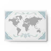 World map floral gray