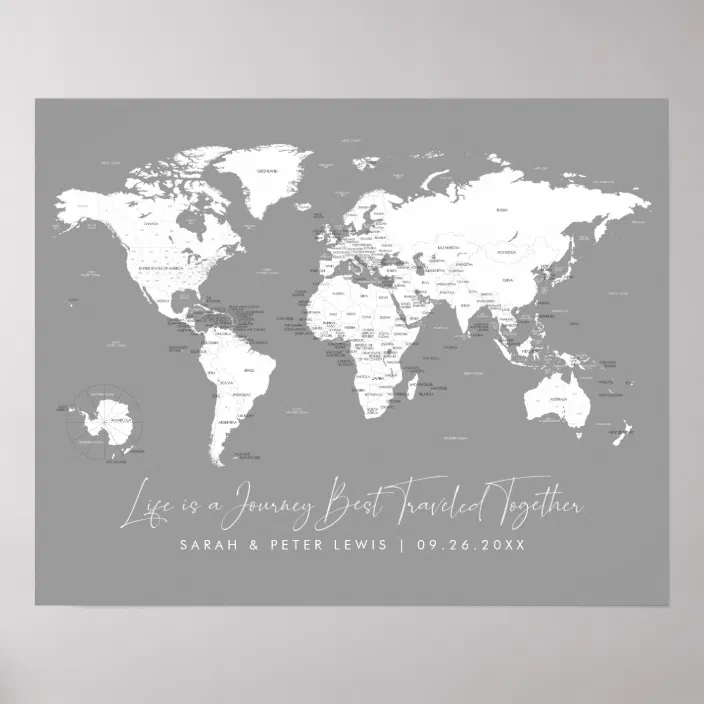 World Map For Couples In Gray Labeled Life Is A Jo Poster Zazzle Com World Map For Couples In Gray Labeled Life Is A Jo Poster Zazzle Com