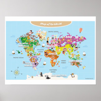 World Map For Kids - Cute and Colorful Poster