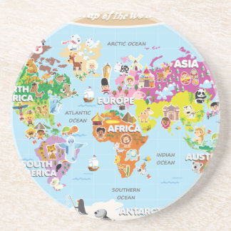 World Map For Kids - Cute and Fun Drink Coaster