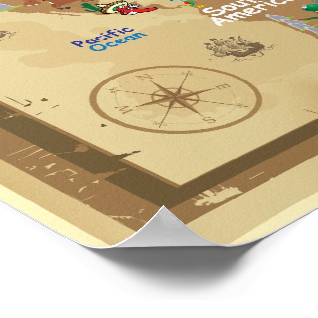 World Map For Kids - Earthy Poster (Corner)