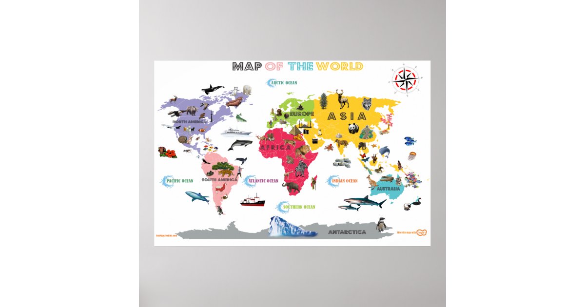 colorful map of the world for kids