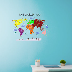 World Map for Nursery on 36" sq Wall Decal