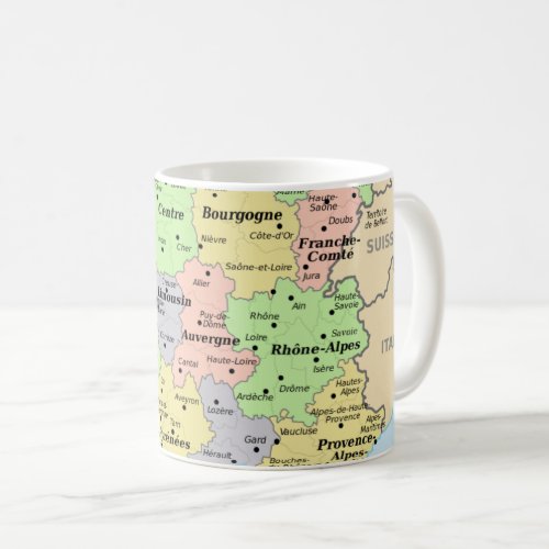 World Map France Country Geography Coffee Mug