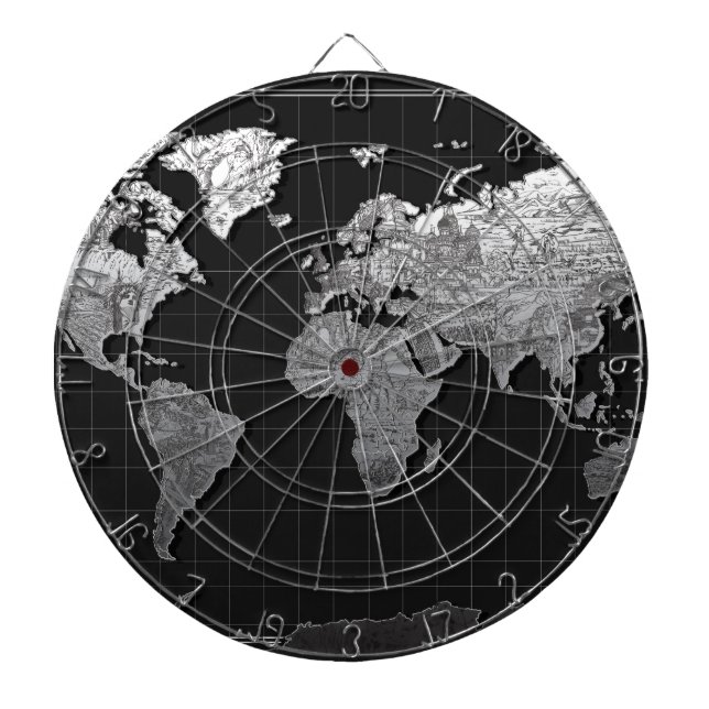 world map galaxy black and white 4 dartboard (Front)
