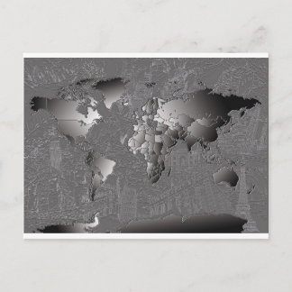 world map galaxy black and white 5 postcard