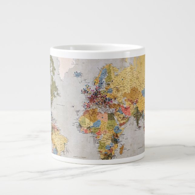 world map giant coffee mug (Front)