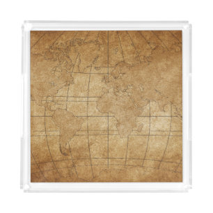 World Map: Global Exploration Guide Acrylic Tray