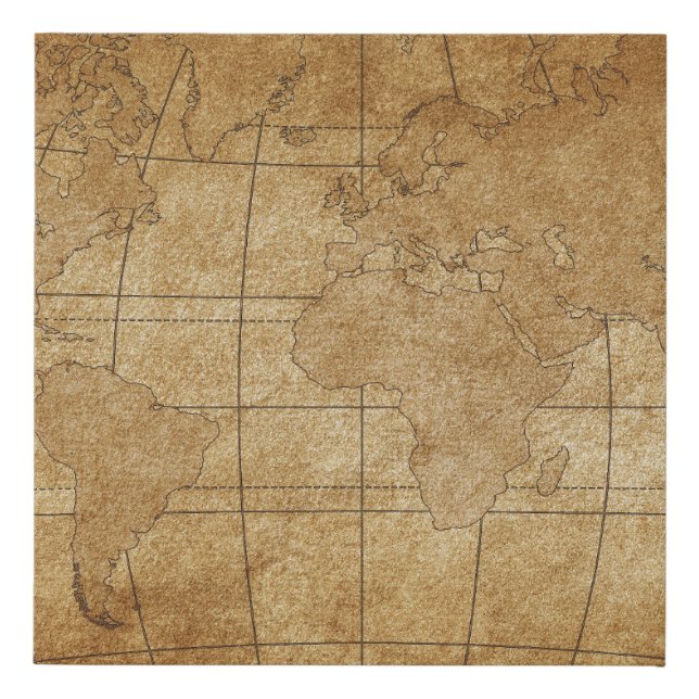 World Map: Global Exploration Guide Faux Canvas Print (Front)