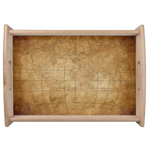 World Map: Global Exploration Guide Serving Tray