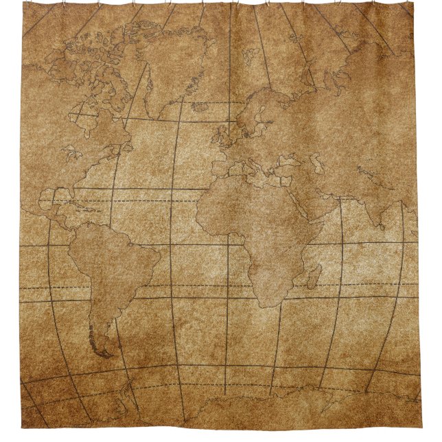 World Map: Global Exploration Guide Shower Curtain (Front)