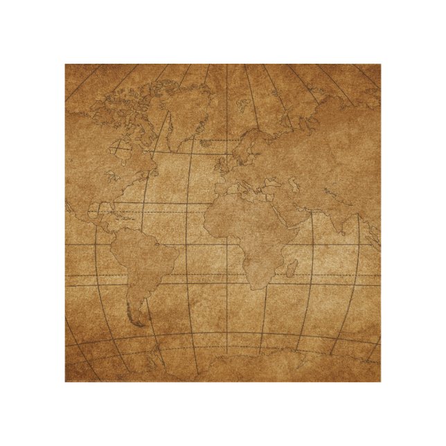 World Map: Global Exploration Guide Wood Wall Art (Front)