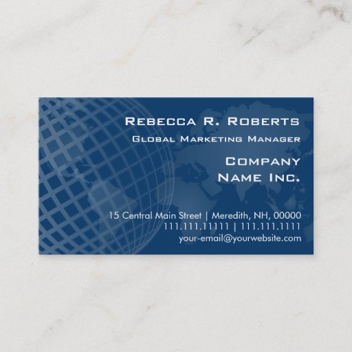 Customizable World Map Global Marketing Dark Midnight Blue Business Card
