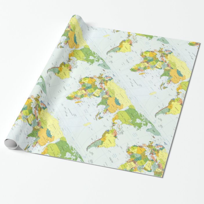 World Map Globe Atlas Countries Wrapping Paper | Zazzle.com