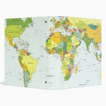 World Map Globe Country Atlas 3 Ring Binder by antiqueart at Zazzle
