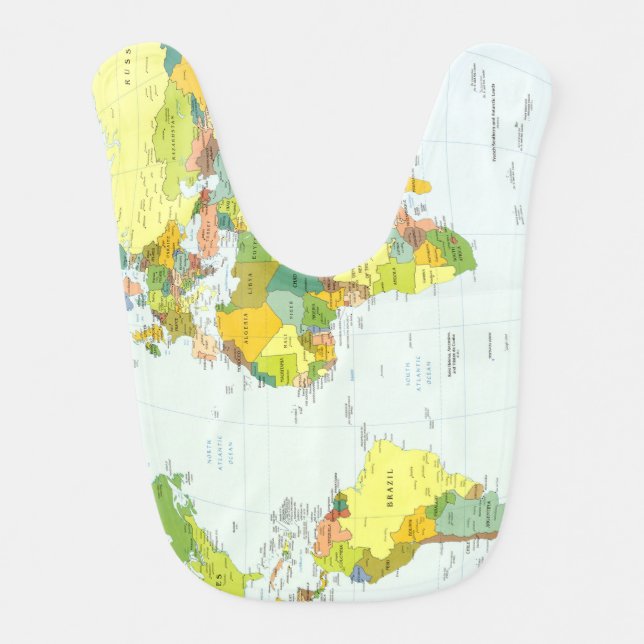 World Map Globe Country Atlas Baby Bib (Front)