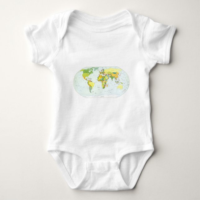 World Map Globe Country Atlas Baby Bodysuit (Front)