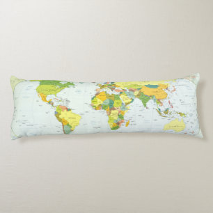World Map Globe Country Atlas Body Pillow