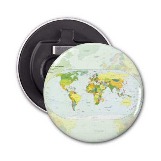 World Map Globe Country Atlas Bottle Opener (Front)
