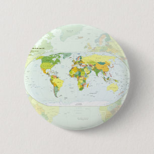 World Map Globe Country Atlas Button